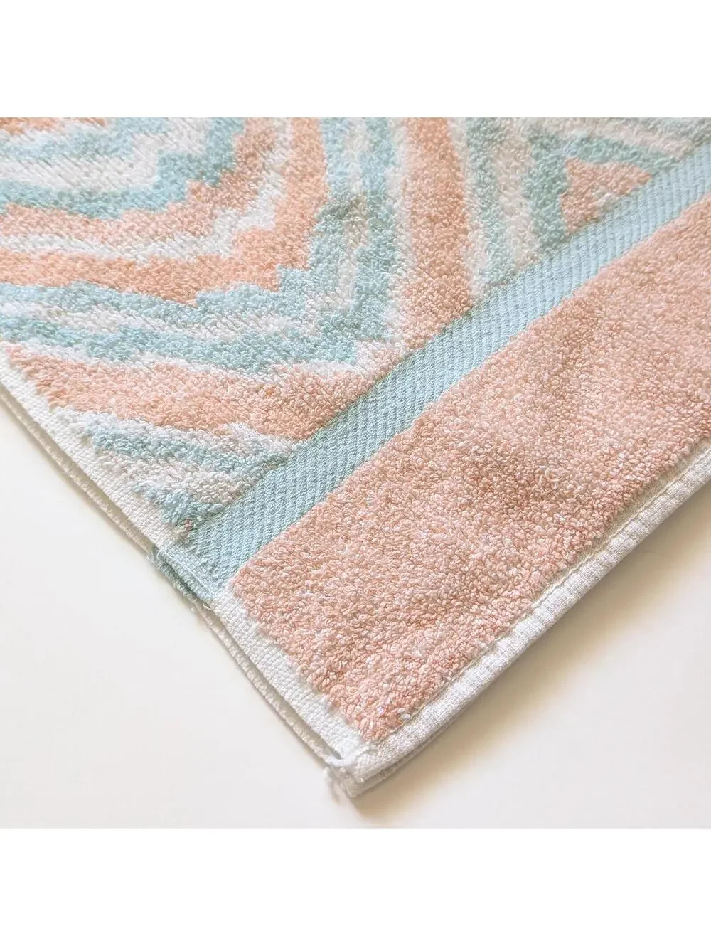 1980s Vintage Hand Towels with Pastel Chevron Pattern